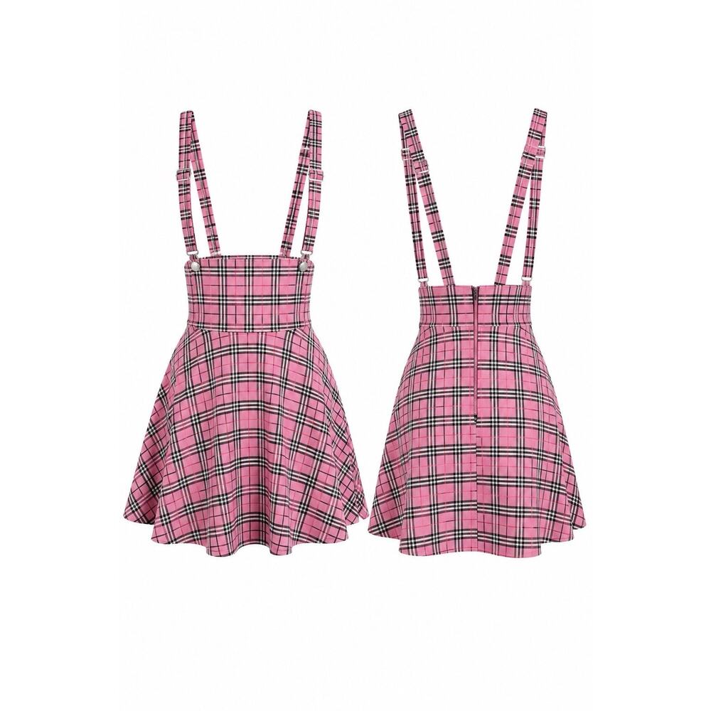 Hot Topic Pink Plaid Suspender Skirt Plus Size 3 Goth Y2K Emo NWT